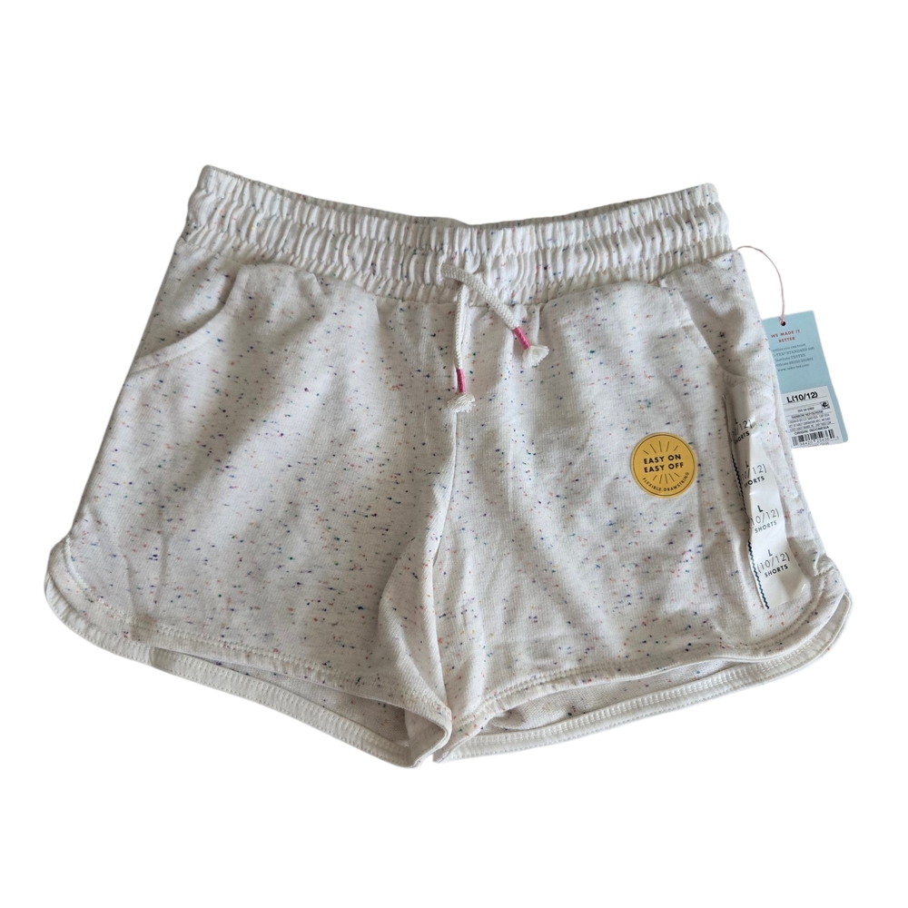 Cat & Jack Girls Knit Pull-On Cream Shorts Speckled Design, Size L (10/12) NWT